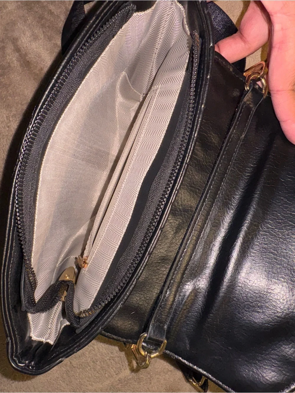Quilted Black Leather Crossbody Bag with Gold Chain